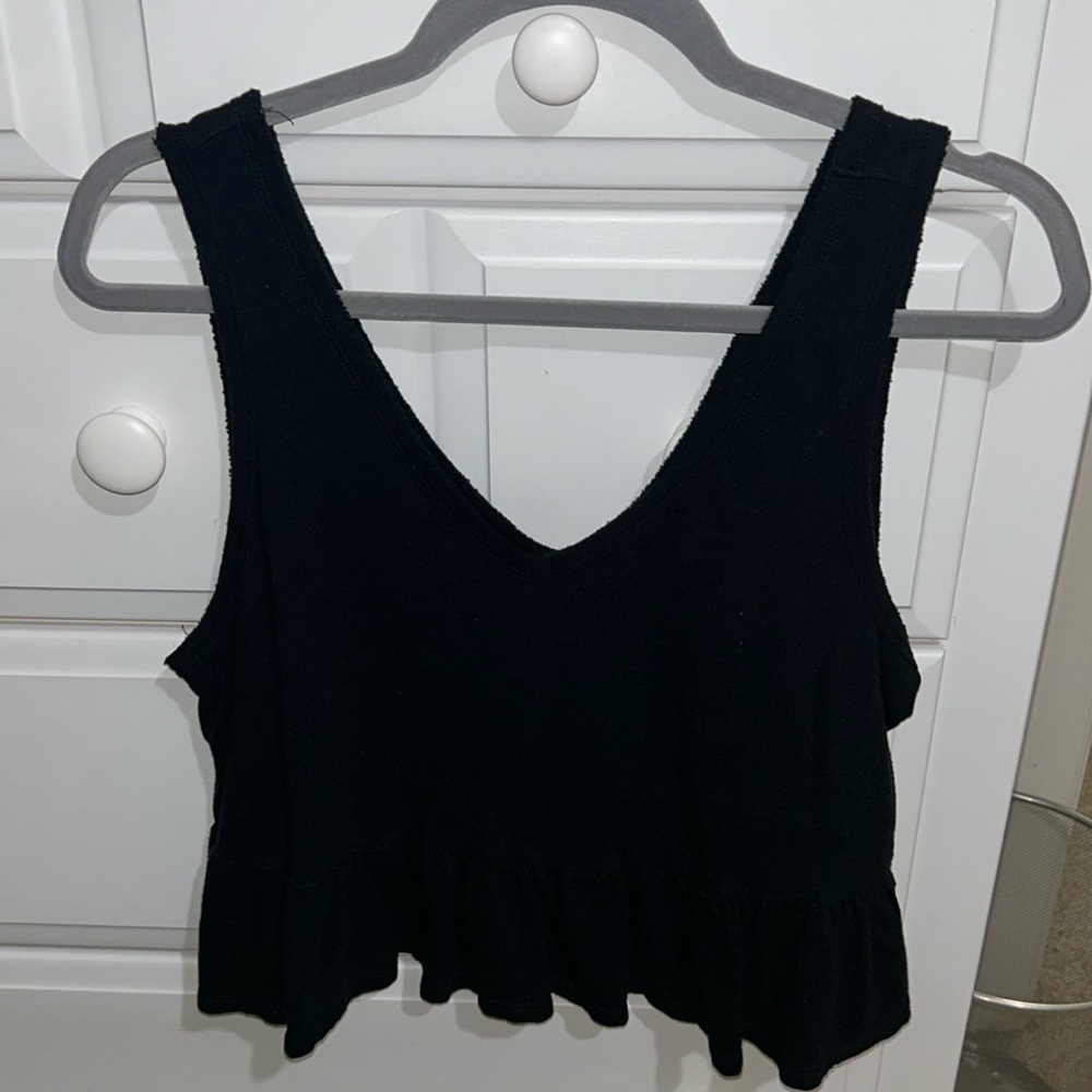 Target Black Ruffle V Neck Tank-Top
